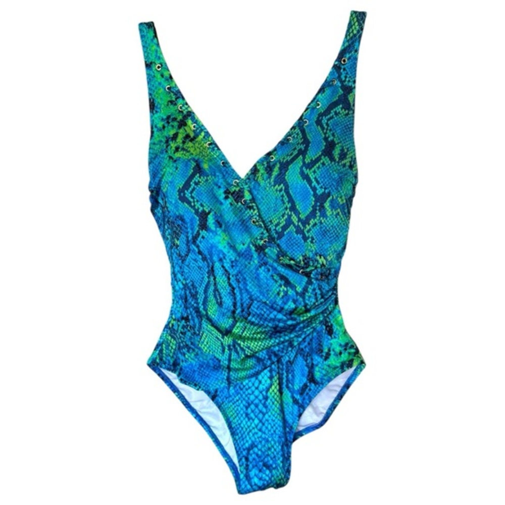 Gottex GTX Snakeskin Print One-Piece Swimsuit | Size 6 D Cup Adjustable Straps